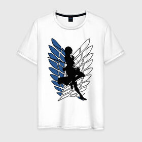 Мужская футболка хлопок с принтом Mikasa в Санкт-Петербурге, 100% хлопок | прямой крой, круглый вырез горловины, длина до линии бедер, слегка спущенное плечо. | anime | attack on titan | аниме | атака титанов