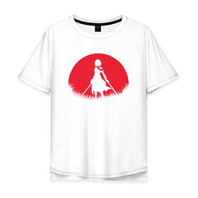 Мужская футболка хлопок Oversize с принтом Red Moon Surveyor в Санкт-Петербурге, 100% хлопок | свободный крой, круглый ворот, “спинка” длиннее передней части | anime | attack on titan | аниме | атака титанов
