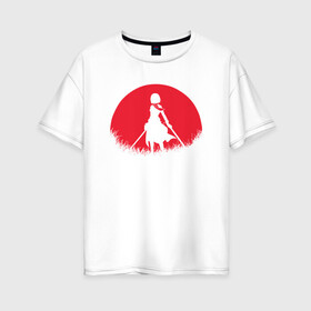 Женская футболка хлопок Oversize с принтом Red Moon Surveyor в Санкт-Петербурге, 100% хлопок | свободный крой, круглый ворот, спущенный рукав, длина до линии бедер
 | anime | attack on titan | аниме | атака титанов