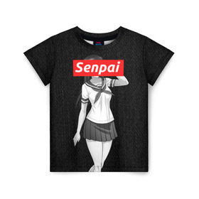 Детская футболка 3D с принтом СЕНПАЙ - SENPAI в Санкт-Петербурге, 100% гипоаллергенный полиэфир | прямой крой, круглый вырез горловины, длина до линии бедер, чуть спущенное плечо, ткань немного тянется | ahegao | anime | kawai | kowai | otaku | senpai | sugoi | waifu | weeaboo | yandere | аниме | ахегао | вайфу | виабу | каваи | ковай | культура | отаку | сенпай | сугои | тренд | яндере