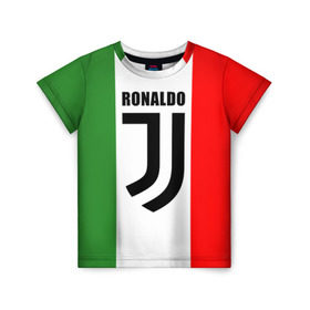 Детская футболка 3D с принтом Ronaldo Juventus Italy в Санкт-Петербурге, 100% гипоаллергенный полиэфир | прямой крой, круглый вырез горловины, длина до линии бедер, чуть спущенное плечо, ткань немного тянется | cr7 | cristiano ronaldo | football | juventus | криштиану роналду | роналдо | роналду | футбол | ювентус