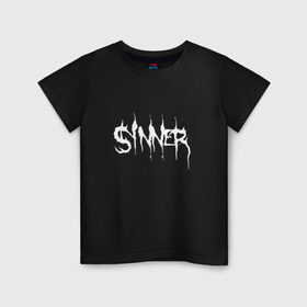 Детская футболка хлопок с принтом Sinner в Санкт-Петербурге, 100% хлопок | круглый вырез горловины, полуприлегающий силуэт, длина до линии бедер | Тематика изображения на принте: 