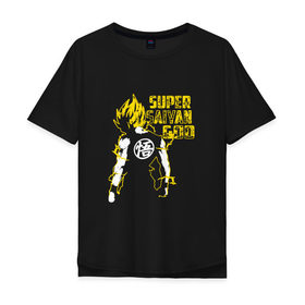 Мужская футболка хлопок Oversize с принтом SUPER SAIYAN GOD в Санкт-Петербурге, 100% хлопок | свободный крой, круглый ворот, “спинка” длиннее передней части | anime | goku | sugoi | super dragon ball | аниме | гоку