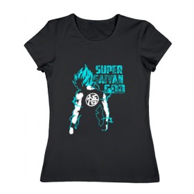 Женская футболка хлопок с принтом SUPER SAIYAN GOD в Санкт-Петербурге, 100% хлопок | прямой крой, круглый вырез горловины, длина до линии бедер, слегка спущенное плечо | anime | goku | sugoi | super dragon ball | аниме | гоку