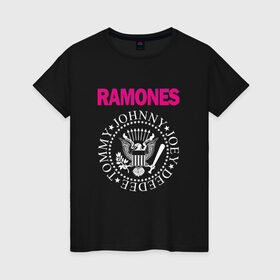 Женская футболка хлопок с принтом ramones в Санкт-Петербурге, 100% хлопок | прямой крой, круглый вырез горловины, длина до линии бедер, слегка спущенное плечо | misfits | punk | ramones | панк | рок