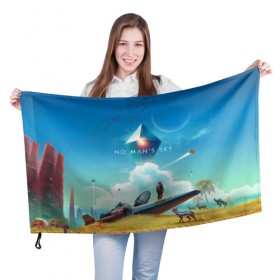 Флаг 3D с принтом No Man’s Sky - Atlas Rises в Санкт-Петербурге, 100% полиэстер | плотность ткани — 95 г/м2, размер — 67 х 109 см. Принт наносится с одной стороны | no man sky | no mans sky | no man’s sky | no man’s sky next