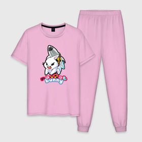 Мужская пижама хлопок с принтом Rocket bunny в Санкт-Петербурге, 100% хлопок | брюки и футболка прямого кроя, без карманов, на брюках мягкая резинка на поясе и по низу штанин
 | Тематика изображения на принте: 240sx | bunny | nissan | rocket | toyota | кролик | ниссан | тойота