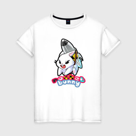 Женская футболка хлопок с принтом Rocket bunny в Санкт-Петербурге, 100% хлопок | прямой крой, круглый вырез горловины, длина до линии бедер, слегка спущенное плечо | 240sx | bunny | nissan | rocket | toyota | кролик | ниссан | тойота