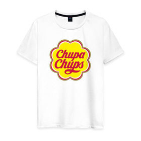 Мужская футболка хлопок с принтом Chupa-Chups в Санкт-Петербурге, 100% хлопок | прямой крой, круглый вырез горловины, длина до линии бедер, слегка спущенное плечо. | Тематика изображения на принте: chupa | chupa chups