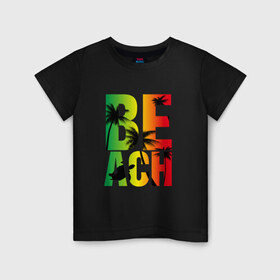 Детская футболка хлопок с принтом Beach в Санкт-Петербурге, 100% хлопок | круглый вырез горловины, полуприлегающий силуэт, длина до линии бедер | летние | летняя | лето | маорская | море | морские | на море | отдых | отпуск | пальмы | пляж | черепаха