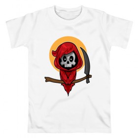 Мужская футболка хлопок с принтом Смерть с Косой в Санкт-Петербурге, 100% хлопок | прямой крой, круглый вырез горловины, длина до линии бедер, слегка спущенное плечо. | 