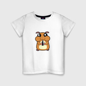 Детская футболка хлопок с принтом Хомячок в Санкт-Петербурге, 100% хлопок | круглый вырез горловины, полуприлегающий силуэт, длина до линии бедер | Тематика изображения на принте: арт | животные | милые | хомяк | хомячок | щекастик