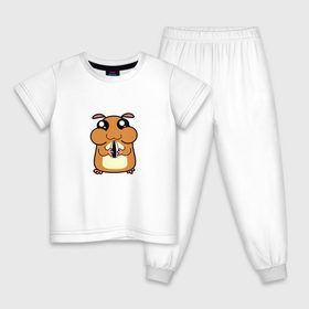 Детская пижама хлопок с принтом Хомячок в Санкт-Петербурге, 100% хлопок |  брюки и футболка прямого кроя, без карманов, на брюках мягкая резинка на поясе и по низу штанин
 | арт | животные | милые | хомяк | хомячок | щекастик