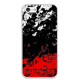 Чехол для iPhone 5/5S матовый с принтом БРЫЗГИ КРАСОК в Санкт-Петербурге, Силикон | Область печати: задняя сторона чехла, без боковых панелей | black.white | dirty | paints | red | texture | белый | брызги | грязный | краски | красный | текстура | черный
