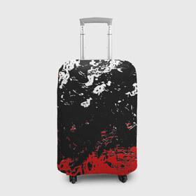 Чехол для чемодана 3D с принтом БРЫЗГИ КРАСОК в Санкт-Петербурге, 86% полиэфир, 14% спандекс | двустороннее нанесение принта, прорези для ручек и колес | black.white | dirty | paints | red | texture | белый | брызги | грязный | краски | красный | текстура | черный