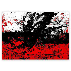 Поздравительная открытка с принтом БРЫЗГИ КРАСОК в Санкт-Петербурге, 100% бумага | плотность бумаги 280 г/м2, матовая, на обратной стороне линовка и место для марки
 | black.white | dirty | paints | red | texture | белый | брызги | грязный | краски | красный | текстура | черный