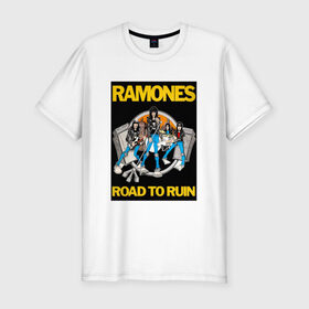 Мужская футболка премиум с принтом ramones в Санкт-Петербурге, 92% хлопок, 8% лайкра | приталенный силуэт, круглый вырез ворота, длина до линии бедра, короткий рукав | punk | ramones | rock