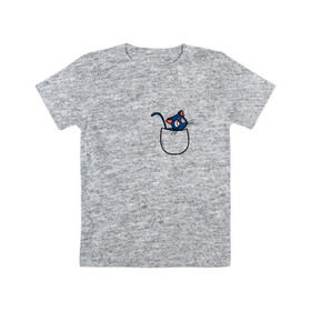 Детская футболка хлопок с принтом Кот в кармане в Санкт-Петербурге, 100% хлопок | круглый вырез горловины, полуприлегающий силуэт, длина до линии бедер | cat | кот . котэ | котик | сейлор мун
