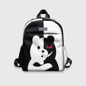 Детский рюкзак 3D с принтом monokuma скрестил руки в Санкт-Петербурге, 100% полиэстер | лямки с регулируемой длиной, сверху петелька, чтобы рюкзак можно было повесить на вешалку. Основное отделение закрывается на молнию, как и внешний карман. Внутри дополнительный карман. По бокам два дополнительных кармашка | anime | bear | black  white | minomi | monokuma | pink | rabbit | school | аниме | главарь | миноми | монокума | черно белый | школа