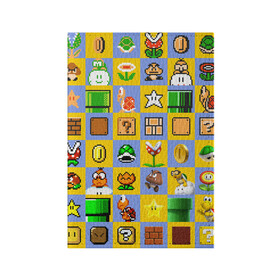Обложка для паспорта матовая кожа с принтом Super Mario Pop art в Санкт-Петербурге, натуральная матовая кожа | размер 19,3 х 13,7 см; прозрачные пластиковые крепления | bros | donkey kong | mario | super | игра | марио | офф | спин | супер | тоад