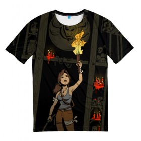Мужская футболка 3D с принтом Tomb Raider в Санкт-Петербурге, 100% полиэфир | прямой крой, круглый вырез горловины, длина до линии бедер | 