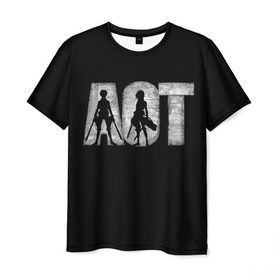 Мужская футболка 3D с принтом Атака Титанов (4) в Санкт-Петербурге, 100% полиэфир | прямой крой, круглый вырез горловины, длина до линии бедер | anime | attack | attack on titan | titan | атака | атака титанов | бой | титан