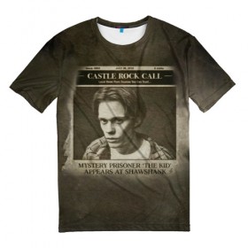 Мужская футболка 3D с принтом Castle Rock - Mystery prisoner в Санкт-Петербурге, 100% полиэфир | прямой крой, круглый вырез горловины, длина до линии бедер | 