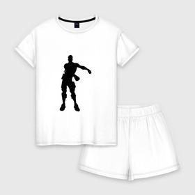 Женская пижама с шортиками хлопок с принтом FLOSS LIKE A BOSS в Санкт-Петербурге, 100% хлопок | футболка прямого кроя, шорты свободные с широкой мягкой резинкой | fortnite | game | игра | фортнайт