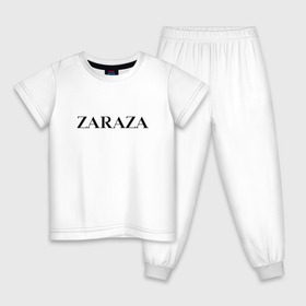 Детская пижама хлопок с принтом Zaraza в Санкт-Петербурге, 100% хлопок |  брюки и футболка прямого кроя, без карманов, на брюках мягкая резинка на поясе и по низу штанин
 | Тематика изображения на принте: antibrand | brand | logo | zara | бренд | зара | зараза | лого