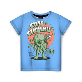 Детская футболка 3D с принтом Ктулху в Санкт-Петербурге, 100% гипоаллергенный полиэфир | прямой крой, круглый вырез горловины, длина до линии бедер, чуть спущенное плечо, ткань немного тянется | cthulhu | cthulhu fhtagn | lovecraft | ктулху | лавкрафт