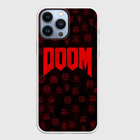 Чехол для iPhone 13 Pro Max с принтом DOOM | ДУМ в Санкт-Петербурге,  |  | devil | doom | hell | mark of the doom slayer | slayer | ад | гарнил | дум | знаки | иероглифы | компьютерные игры 2019 | преисподняя | символ | солдат