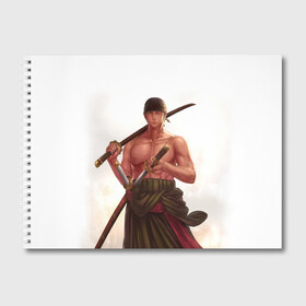 Альбом для рисования с принтом One Piece - Zoro в Санкт-Петербурге, 100% бумага
 | матовая бумага, плотность 200 мг. | большой | ван | воин | катана | куш | меч | пираты | пис | самурай
