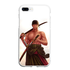 Чехол для iPhone 7Plus/8 Plus матовый с принтом One Piece - Zoro в Санкт-Петербурге, Силикон | Область печати: задняя сторона чехла, без боковых панелей | большой | ван | воин | катана | куш | меч | пираты | пис | самурай