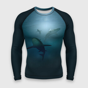Мужской рашгард 3D с принтом Акулы в Санкт-Петербурге,  |  | Тематика изображения на принте: море | океан | подводный мир | рыба | хищник