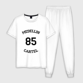 Мужская пижама хлопок с принтом Escobar 85 в Санкт-Петербурге, 100% хлопок | брюки и футболка прямого кроя, без карманов, на брюках мягкая резинка на поясе и по низу штанин
 | Тематика изображения на принте: escobar | loving pablo | эскобар