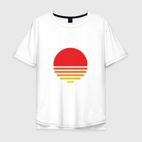 Мужская футболка хлопок Oversize с принтом Закат в Санкт-Петербурге, 100% хлопок | свободный крой, круглый ворот, “спинка” длиннее передней части | вода | волны | геометрия | закат | отражение | солнце