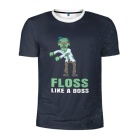 Мужская футболка 3D спортивная с принтом Floss like a boss в Санкт-Петербурге, 100% полиэстер с улучшенными характеристиками | приталенный силуэт, круглая горловина, широкие плечи, сужается к линии бедра | 