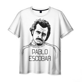 Мужская футболка 3D с принтом Pablo Escobar в Санкт-Петербурге, 100% полиэфир | прямой крой, круглый вырез горловины, длина до линии бедер | escobar | loving pablo | эскобар