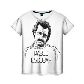 Женская футболка 3D с принтом Pablo Escobar в Санкт-Петербурге, 100% полиэфир ( синтетическое хлопкоподобное полотно) | прямой крой, круглый вырез горловины, длина до линии бедер | escobar | loving pablo | эскобар