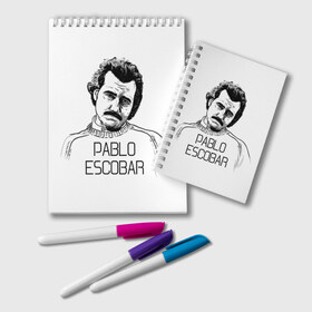 Блокнот с принтом Pablo Escobar в Санкт-Петербурге, 100% бумага | 48 листов, плотность листов — 60 г/м2, плотность картонной обложки — 250 г/м2. Листы скреплены удобной пружинной спиралью. Цвет линий — светло-серый
 | escobar | loving pablo | эскобар