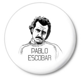 Значок с принтом Pablo Escobar в Санкт-Петербурге,  металл | круглая форма, металлическая застежка в виде булавки | Тематика изображения на принте: escobar | loving pablo | эскобар