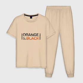 Мужская пижама хлопок с принтом Orange Is the New Black в Санкт-Петербурге, 100% хлопок | брюки и футболка прямого кроя, без карманов, на брюках мягкая резинка на поясе и по низу штанин
 | orange is the new black | оранжевый  хит сезона