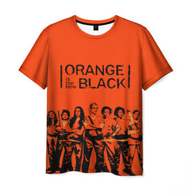 Мужская футболка 3D с принтом ORANGE IS THE NEW BLACK в Санкт-Петербурге, 100% полиэфир | прямой крой, круглый вырез горловины, длина до линии бедер | Тематика изображения на принте: orange is the new black | оранжевый  хит сезона