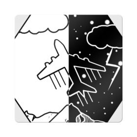 Магнит виниловый Квадрат с принтом Daynight flying в Санкт-Петербурге, полимерный материал с магнитным слоем | размер 9*9 см, закругленные углы | plane | горы | космос | минимализм | небо | облака | природа | самолёт