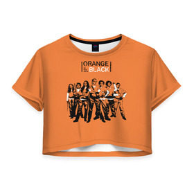 Женская футболка 3D укороченная с принтом Orange Is the New Black 3D в Санкт-Петербурге, 100% полиэстер | круглая горловина, длина футболки до линии талии, рукава с отворотами | 