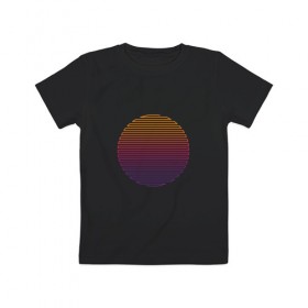 Детская футболка хлопок с принтом Линейное солнце в Санкт-Петербурге, 100% хлопок | круглый вырез горловины, полуприлегающий силуэт, длина до линии бедер | восход | геометрия | закат | линейное солнце | линии | минимализм | солнце