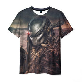 Мужская футболка 3D с принтом Хищник | Predator в Санкт-Петербурге, 100% полиэфир | прямой крой, круглый вырез горловины, длина до линии бедер | predator | хищник | шейн блэк