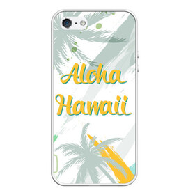 Чехол для iPhone 5/5S матовый с принтом Aloha Hawaii в Санкт-Петербурге, Силикон | Область печати: задняя сторона чехла, без боковых панелей | Тематика изображения на принте: aloha | summer | sun | travel | гавайи | лето | путешествия