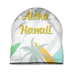 Шапка 3D с принтом Aloha Hawaii в Санкт-Петербурге, 100% полиэстер | универсальный размер, печать по всей поверхности изделия | Тематика изображения на принте: aloha | summer | sun | travel | гавайи | лето | путешествия