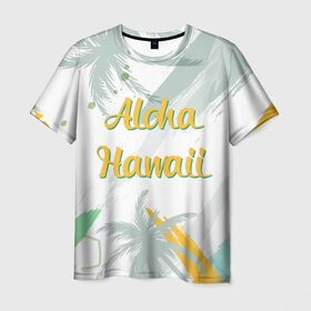 Мужская футболка 3D с принтом Aloha Hawaii в Санкт-Петербурге, 100% полиэфир | прямой крой, круглый вырез горловины, длина до линии бедер | aloha | summer | sun | travel | гавайи | лето | путешествия